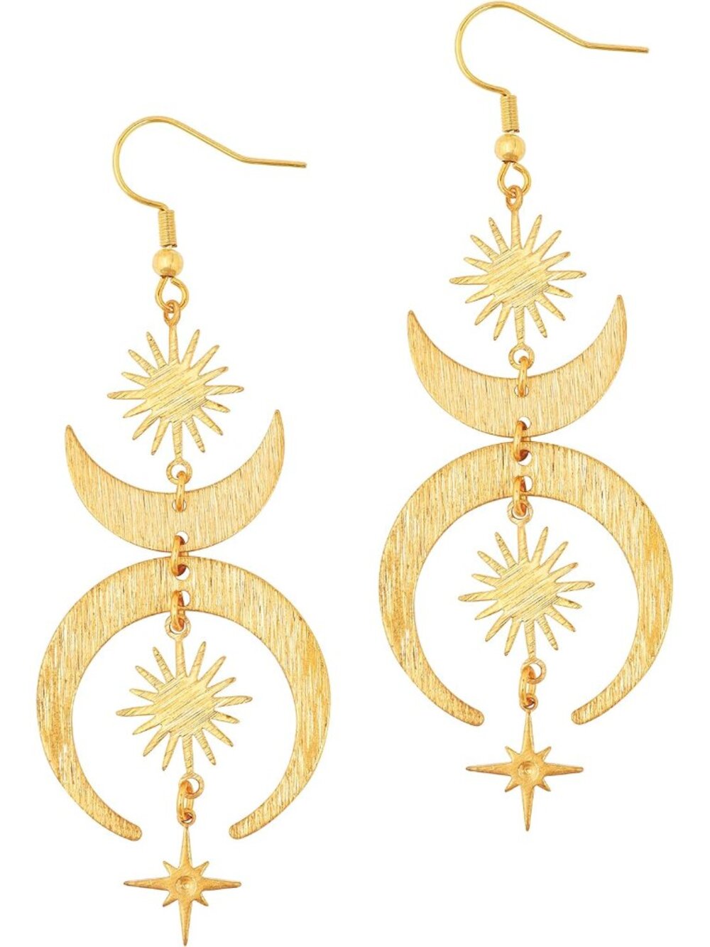 Celestial Sun Moon Star Earrings Dangle, Gothic Boho Earrings for Women, Boho Go